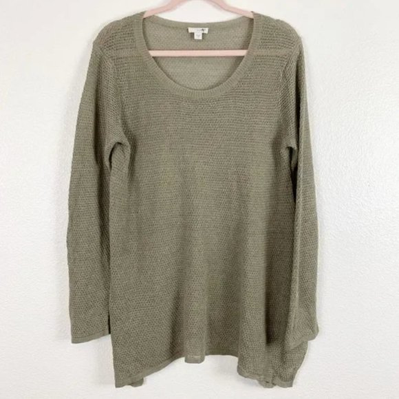 J. Jill Tops - Pure Jill Taupe Knitted Linen Blend Tunic Blouse